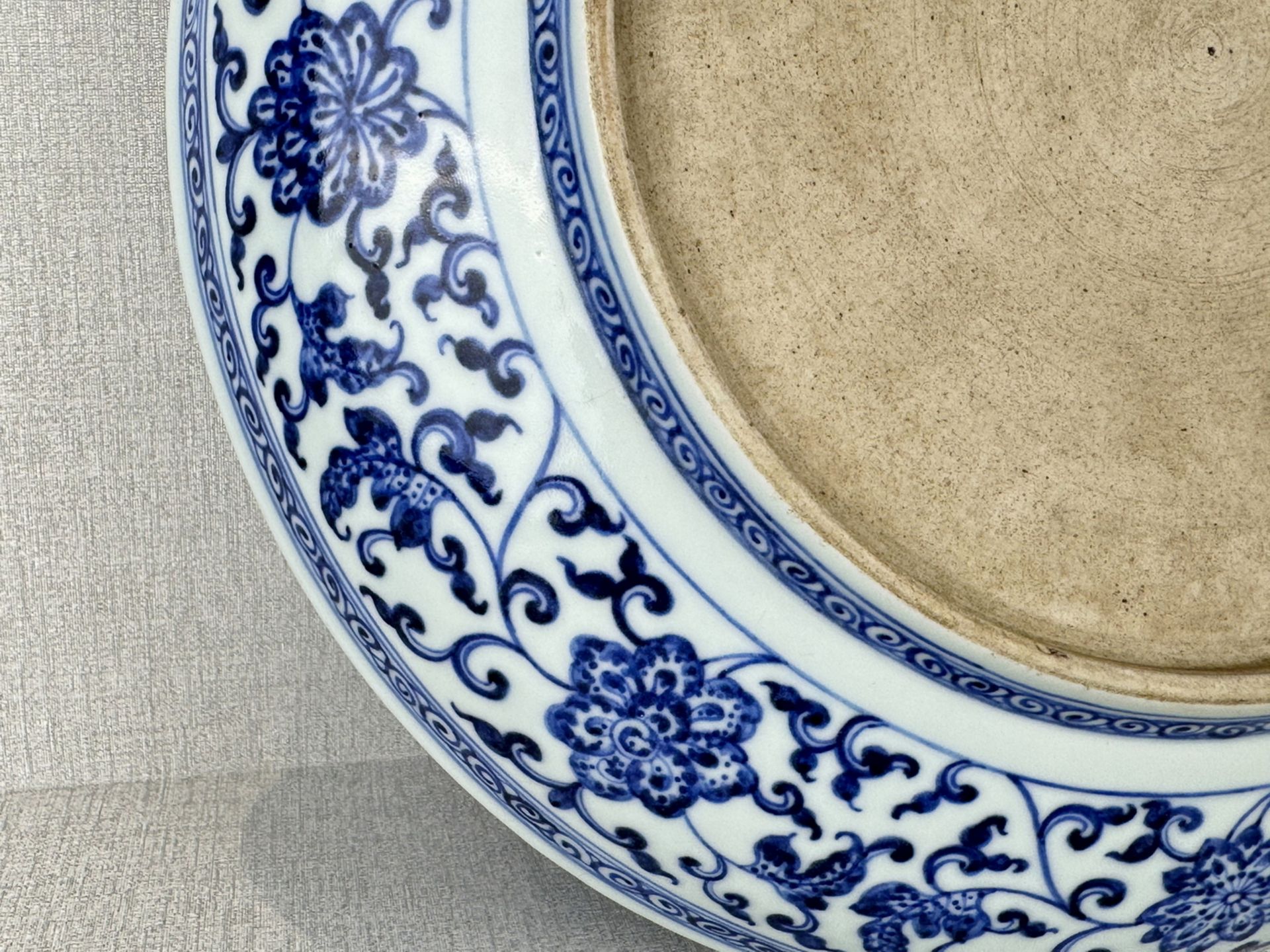 A large Chinese blue&white dish, QianLong Pr.  - Image 8 of 10