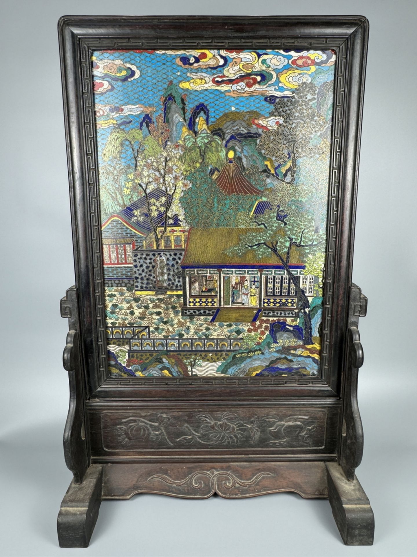 A Chinese copper Cloisonne enamel plaque, Qing Dynastry Pr. 