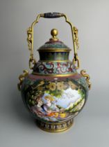 A Chinese copper Cloisonne enamel teapot, QianLong Pr.