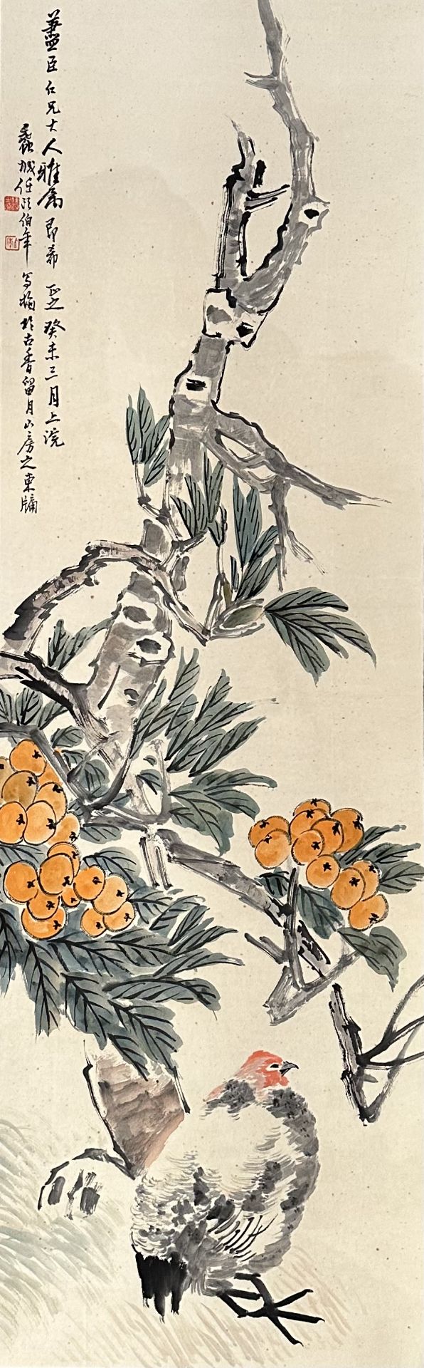 A Chinese hand painting, stamped.