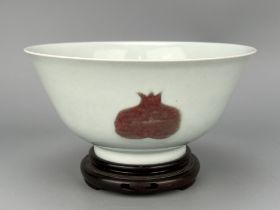 A Chinese underglaze copper red bowl, KangXi Pr.