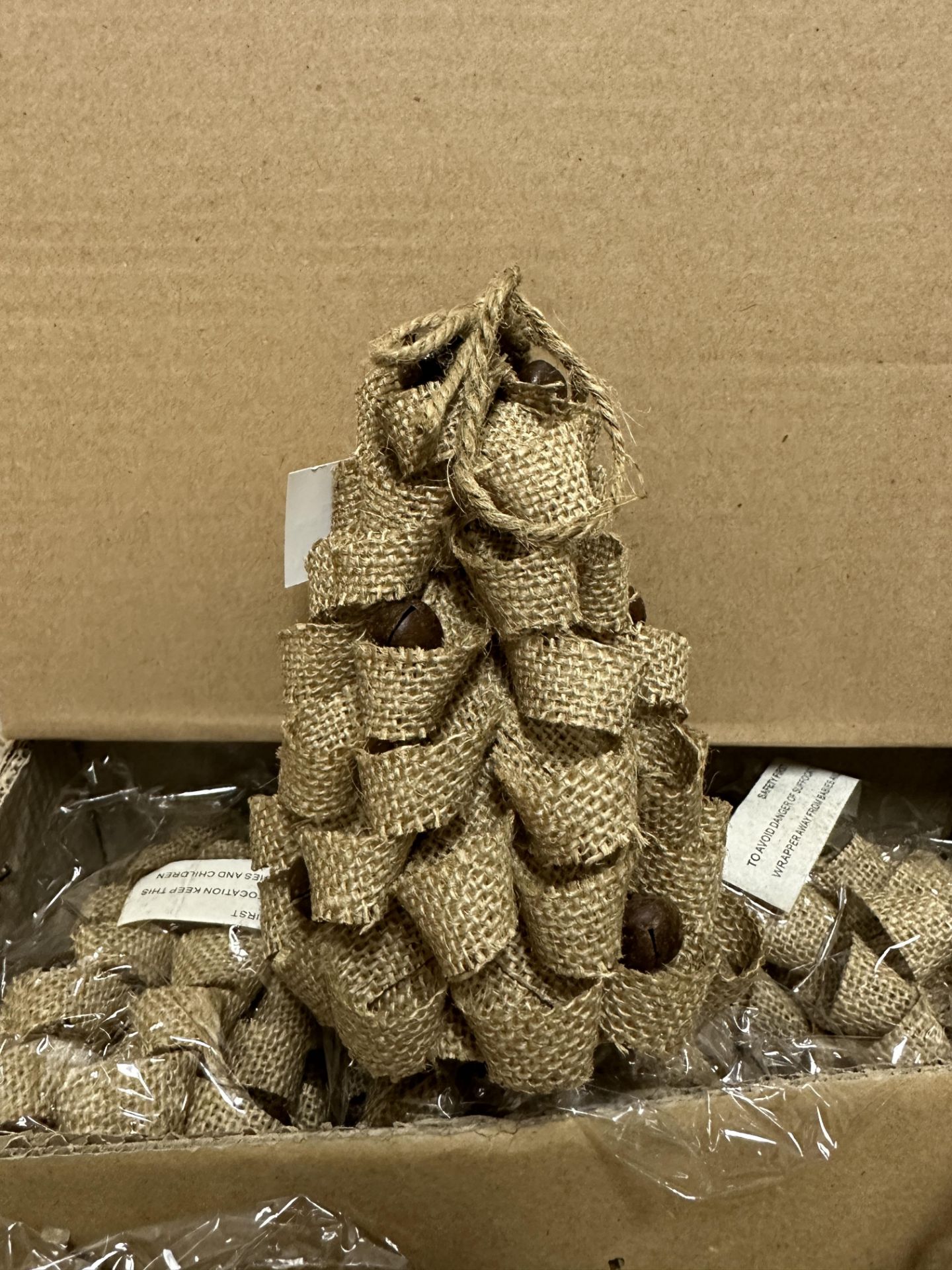 36x Burlap Acrons and bell Christman Tree Orniments, 4CIW500 - Image 3 of 4