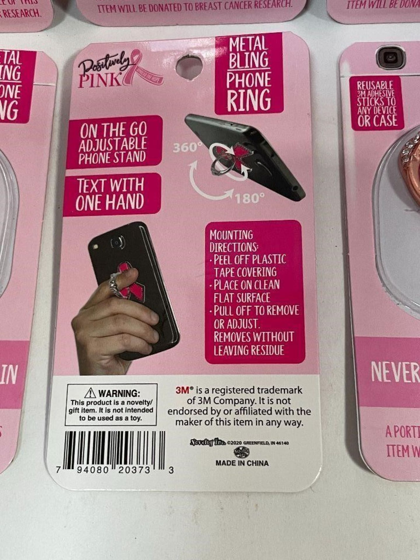 6 X BREAST CANCER PINK CELLPHONE STAND RING HOLDERS, ATTACH TO THE BACK OF YOUR PHONE TO STAND UP - Image 4 of 4