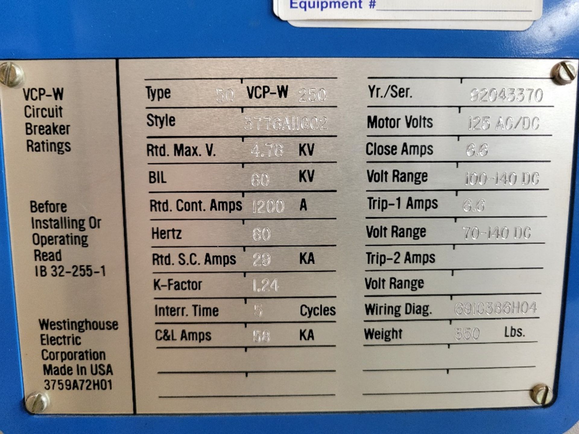 Westinghouse Air Circuit Breaker for Power Distribution - Image 3 of 7