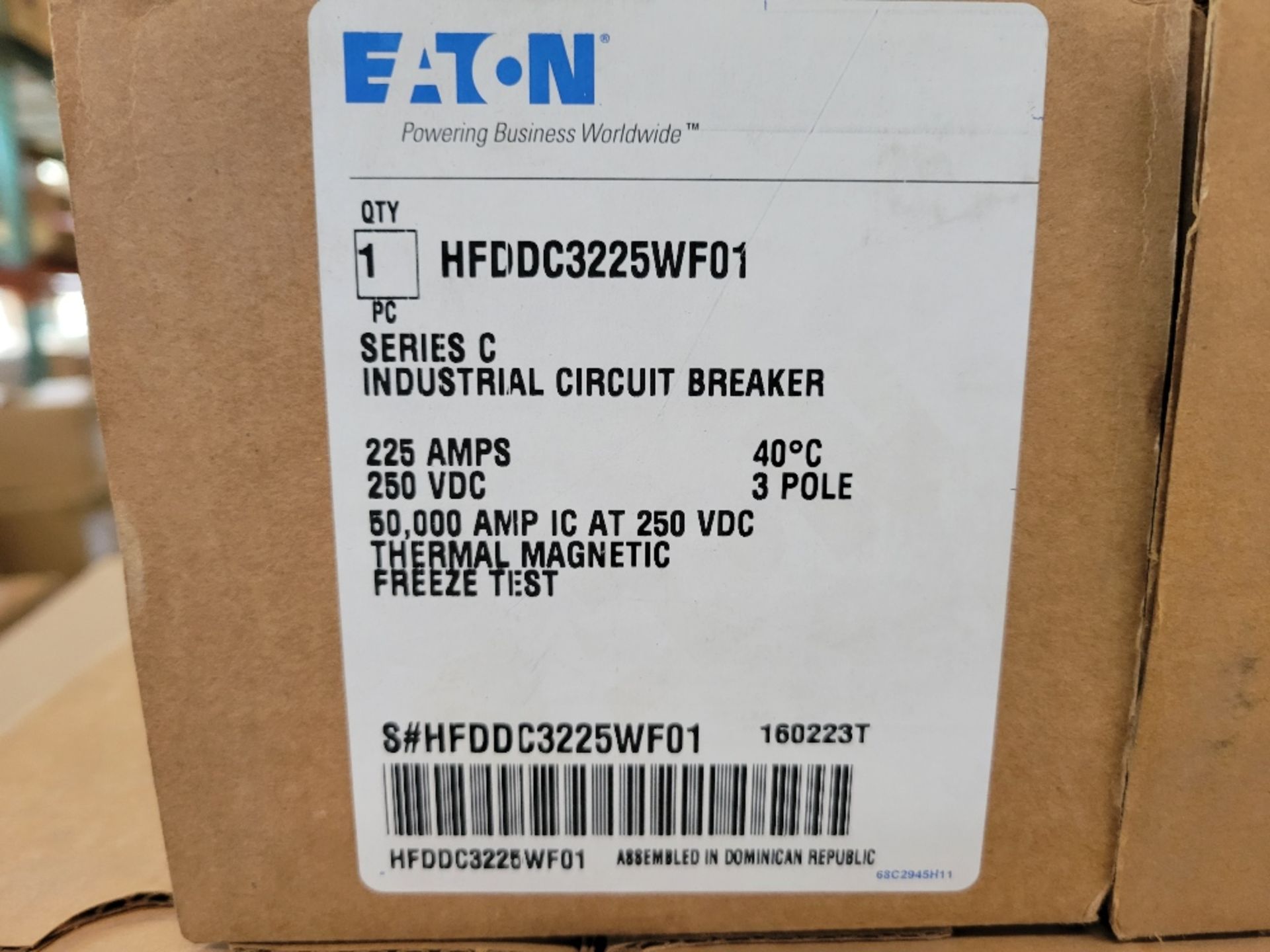 5x Eaton HFDDC3225WF01 Molded Case Breakers (MCCBs) HFD 3P 225A 250V 50/60Hz 3Ph F Frame - Image 2 of 3