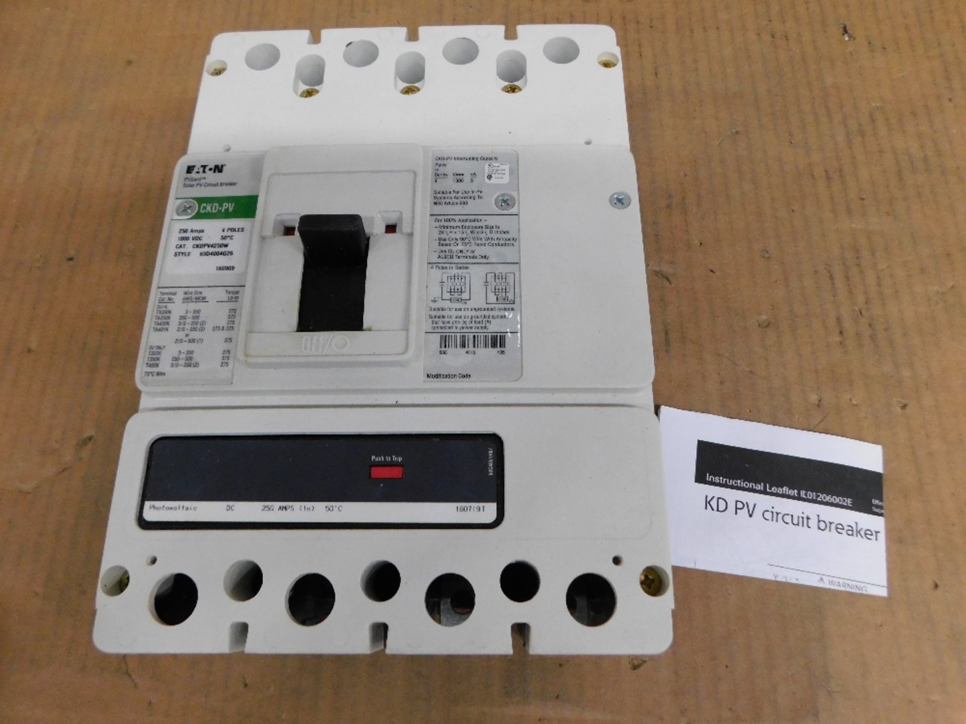 1x Eaton Unused Surplus CKDPV4250W Molded Case Breakers (MCCBs) K 4P 250A 1000V 50/60Hz 3Ph K Frame - Image 3 of 9