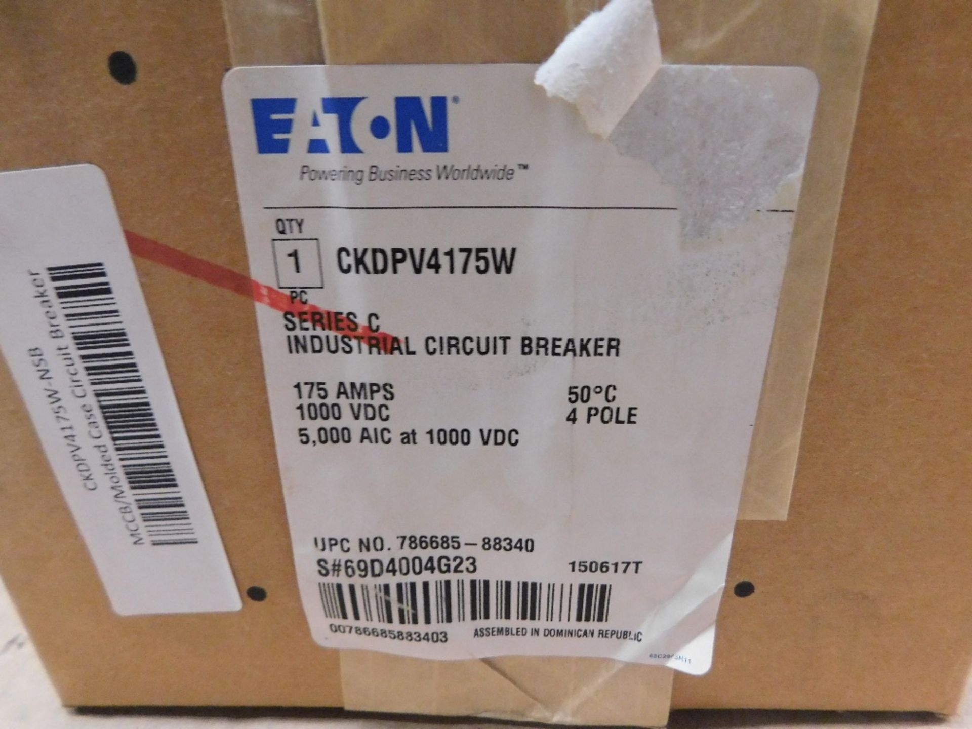 1x Eaton Unused Surplus CKDPV4175W Molded Case Breakers (MCCBs) K 4P 175A 1000V 50/60Hz 3Ph K Frame