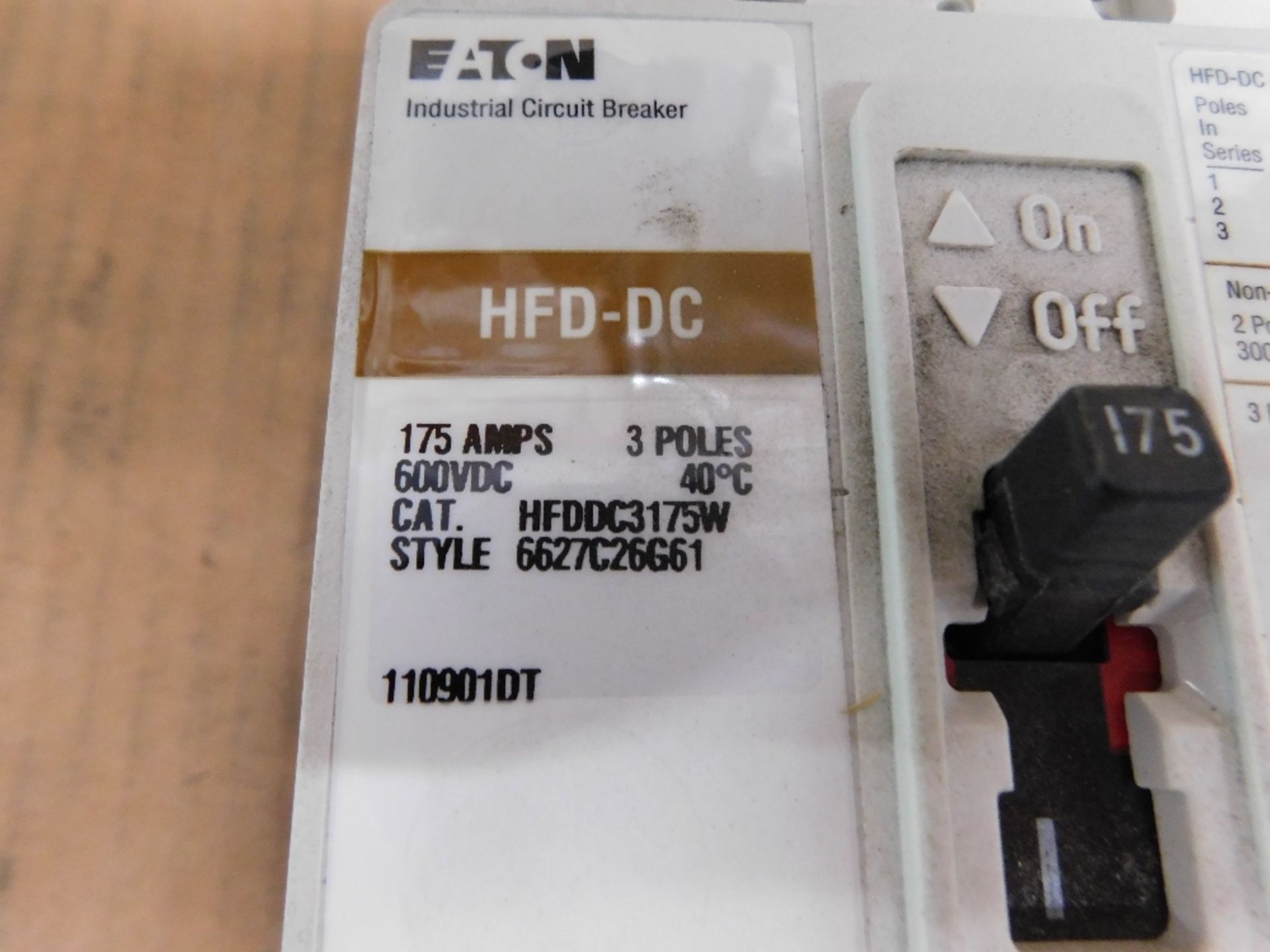 2x Eaton Unused Surplus HFDDC3175W Molded Case Breakers (MCCBs) HFD 3P 175A 600V 50/60Hz 3Ph F Frame - Image 4 of 4