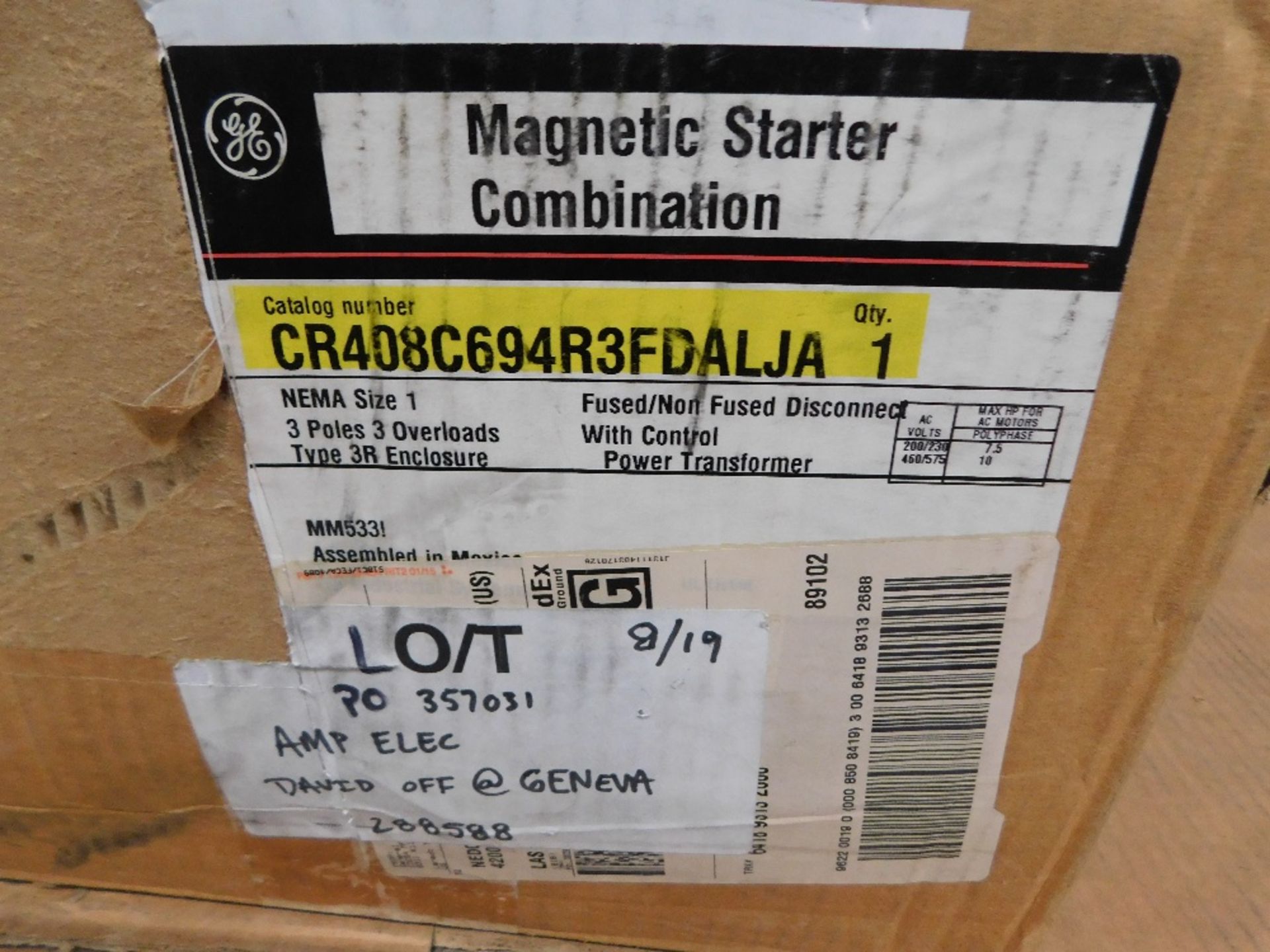 1x Unused Surplus CR408C694R3FDALJA Combination Starters Magnetic Starter 3P 7.5HP NEMA 3R NEMA Size