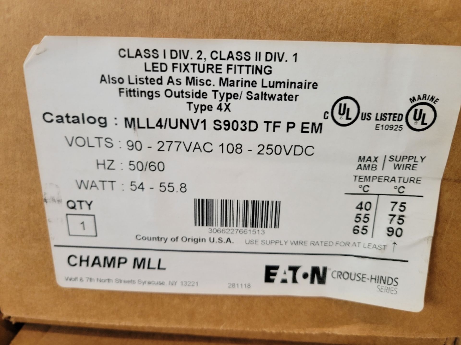3x Eaton MLL4/UNV1S903DTFPEM Miniature and Specialty Bulbs Champ MLL Linear Luminare 277V 55W Gray N