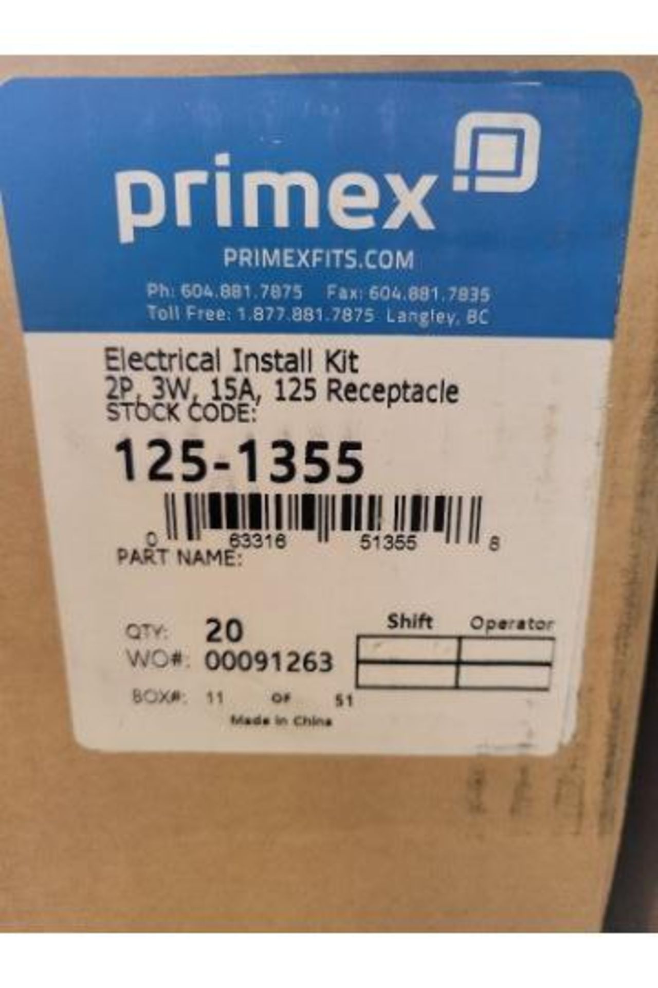 20x Primex 125-1355 Outlets Duplex Outlet Kit 2P 15A 125V