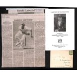 1913-81 Postcards and letters from famous cricketers, comprising 1913 postcard posted at Kelvedon