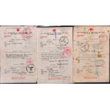 1943-44 Forms to or from Guernsey (9) or Jersey (3) all with 34mm Gestapo censor in black applied in