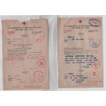 1941 British forms to Jersey with replies on reverse, all backstamped with red boxed "Gepruft /