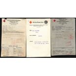 USA. 1944 (Aug 8) and 1945 (June 1) American Red Cross forms (two types) to Alma or Laura la Ray