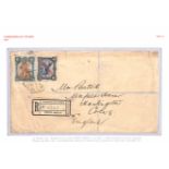 1911 (Oct 15) Registered cover from Porto Amelia to England franked 50r + 100r, bearing a Porto