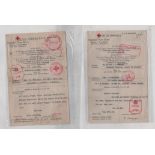 1941-42 German forms from Guernsey, ten 1941 forms with boxed "Deutsches Rotes Kreuz / Eing.: /
