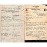 Egypt. 1942-43 Egyptian or Swiss Red Cross forms from Fred Baker to his wife in Jersey, with