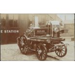 Fire Engines/Delivery Vehicles. c.1910-13 Real Photo cards of a fire engine with firemen (and girl