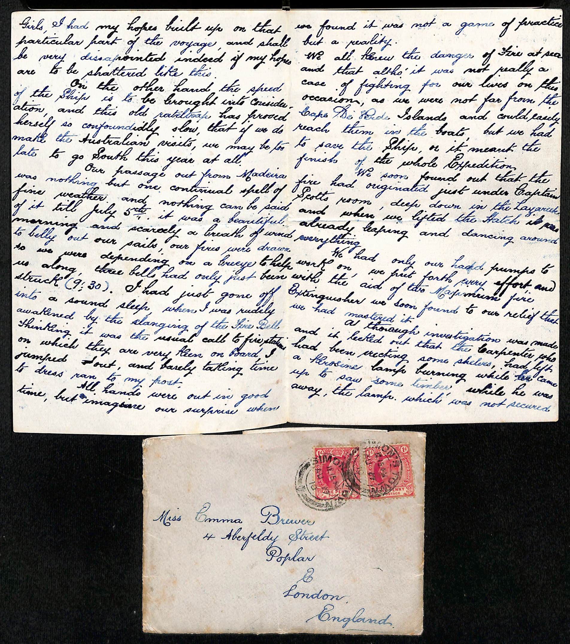 1910-13 Scott Expedition. 1910 (Aug 15) Four page letter written from "St. Simons Bay, South Africa" - Image 2 of 3