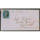 Tasmania. 1867 (Oct 18) Mourning cover from Hobart to "Miss Reid, Cricket-Ground, Launceston"