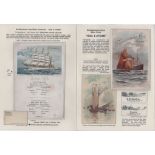 Sail & Steam. 1899-1908 Complete menus with attached postcards (8), other menus or passenger