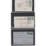 1858-64 Entire letters from London (2) or Liverpool to Peru, bearing 1856 1/- pair or two singles,