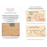 Manuscript Censorship. 1901 Picture postcards from Darrells Island to South Africa, one with blue