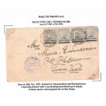 1901 (Nov 28) Cover to Transvaal franked One Farthing surcharges (4) to pay the 1d rate, blue