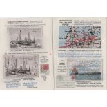 Channel Ports. 1904-10 Complete menus with attached cards (3) and menu postcards (28) with fine