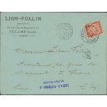 1901 Stampless cover with printed address of the shipping company Lion-Follin in Fecamp, addressed