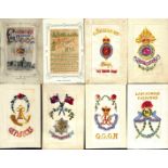Silks. 1904-18 Cards with rare 1904 Bradford Exhibition woven silk card which opens up to show two