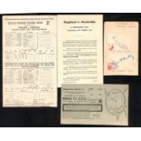 Australia - Tours to England. 1921-2005 Ephemera including 1934 Kennington Oval scorecard (Australia