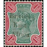 1r Green and carmine, variety "Br1tish" for "British", fine mint, very scarce. S.G. 60b, £2,250.