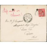 Anglia. 1915 (Nov 17) Cover franked 1d from Holyhead to the Hospital Ship "Anglia" at Dover,