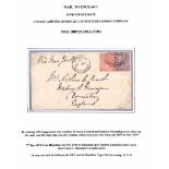 1874 (Jan 9) Cover to England "via New York" franked 1d rose-red + 6d dull purple with "2" numeral