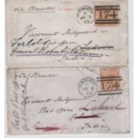 Afghanistan. 1879 (Jan/Feb) Covers from Hawick franked 8d orange (both with guillotined wing