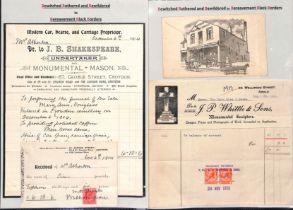 1824-1951 Letters, invoices, business cards, etc., from undertakers, cemeteries, monumental