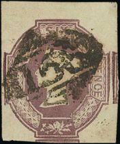 1854 Embossed 6d, cut square, four good to enormous margins, used with Irish numeral "156" of