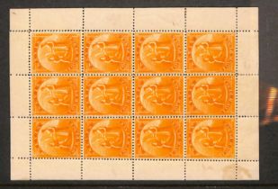 1867 4d Deep orange, complete mint sheet of twelve, full margins, a few split perfs reinforced