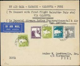 1934 (Feb. 5/6) Covers from Baghdad to Vizagapatam or Gaza to Puri, both flown on the first Madras