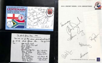 South Africa. 1983-96 Autographs and signed covers comprising c.1995 signatures of seven players (