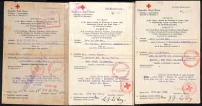 USA. 1941-44 German forms all from Alice, Laura or Julia la Ray in Guernsey to relatives in the USA,