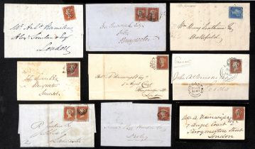1842-53 Entire letters and covers bearing 1d reds (12, two with two singles or a pair) or 1841 2d