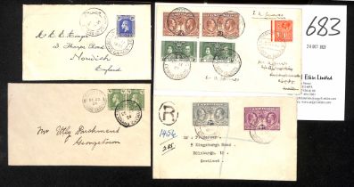 1924-37 Covers with cancellations of West Bay, Northside, Cayman Brac and Boddentown, the first