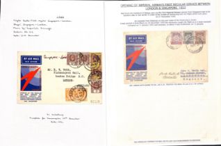 Great Britain. Speedbird covers from Singapore franked 43c (3) or 60c (registered) and a picture