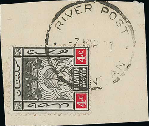 River Post. 1919-21 First issue stamps (12, one on piece) with double ring River Post c.d.s Proud
