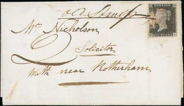 1857 (Dec. 10) Cover from Edinburgh to Perth bearing a 1d black, ED plate 4, tied by straight
