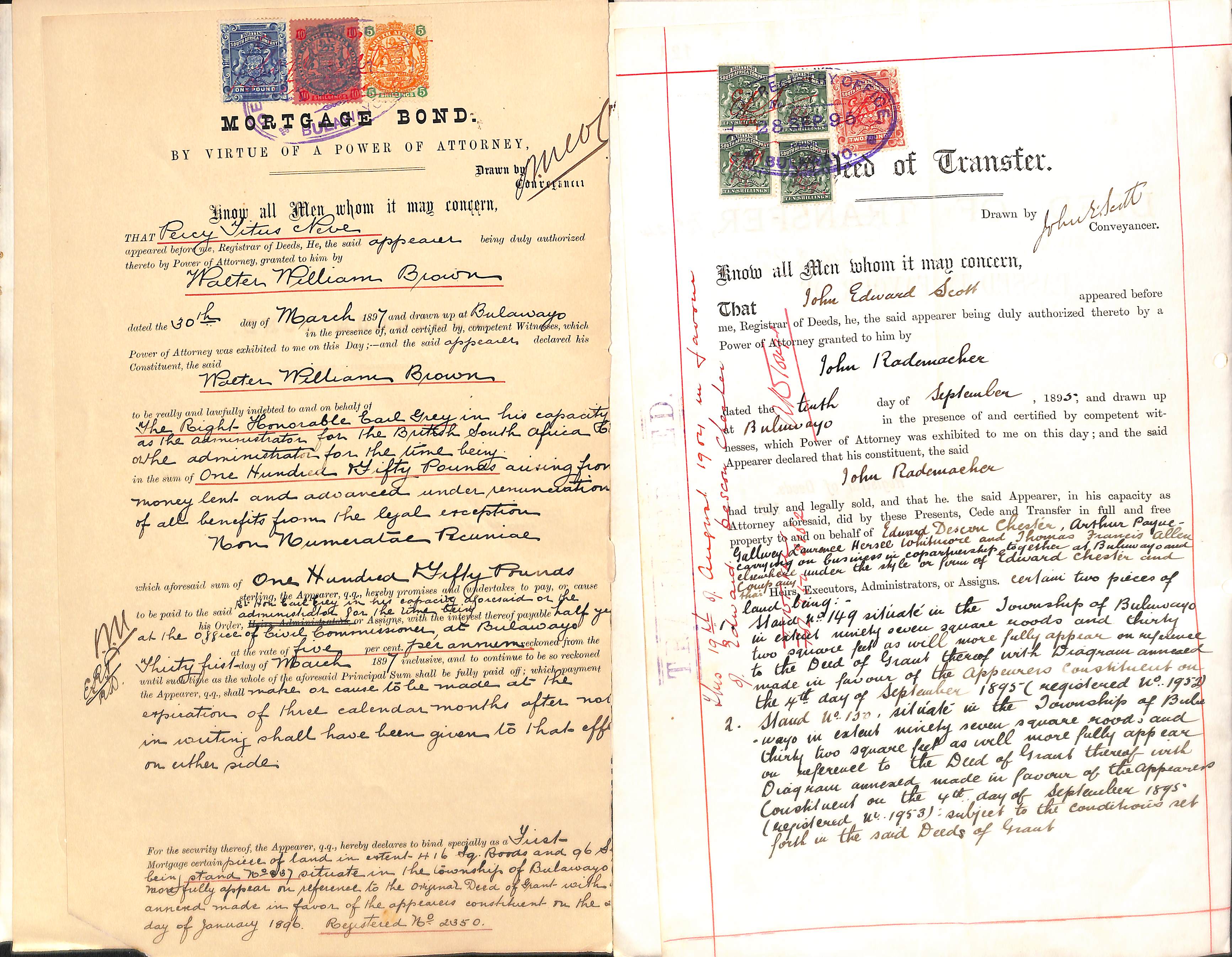 1895-1903 Legal documents comprising Deeds of Transfer (21), Mortgages (4) and prenuptial marriage - Image 13 of 15