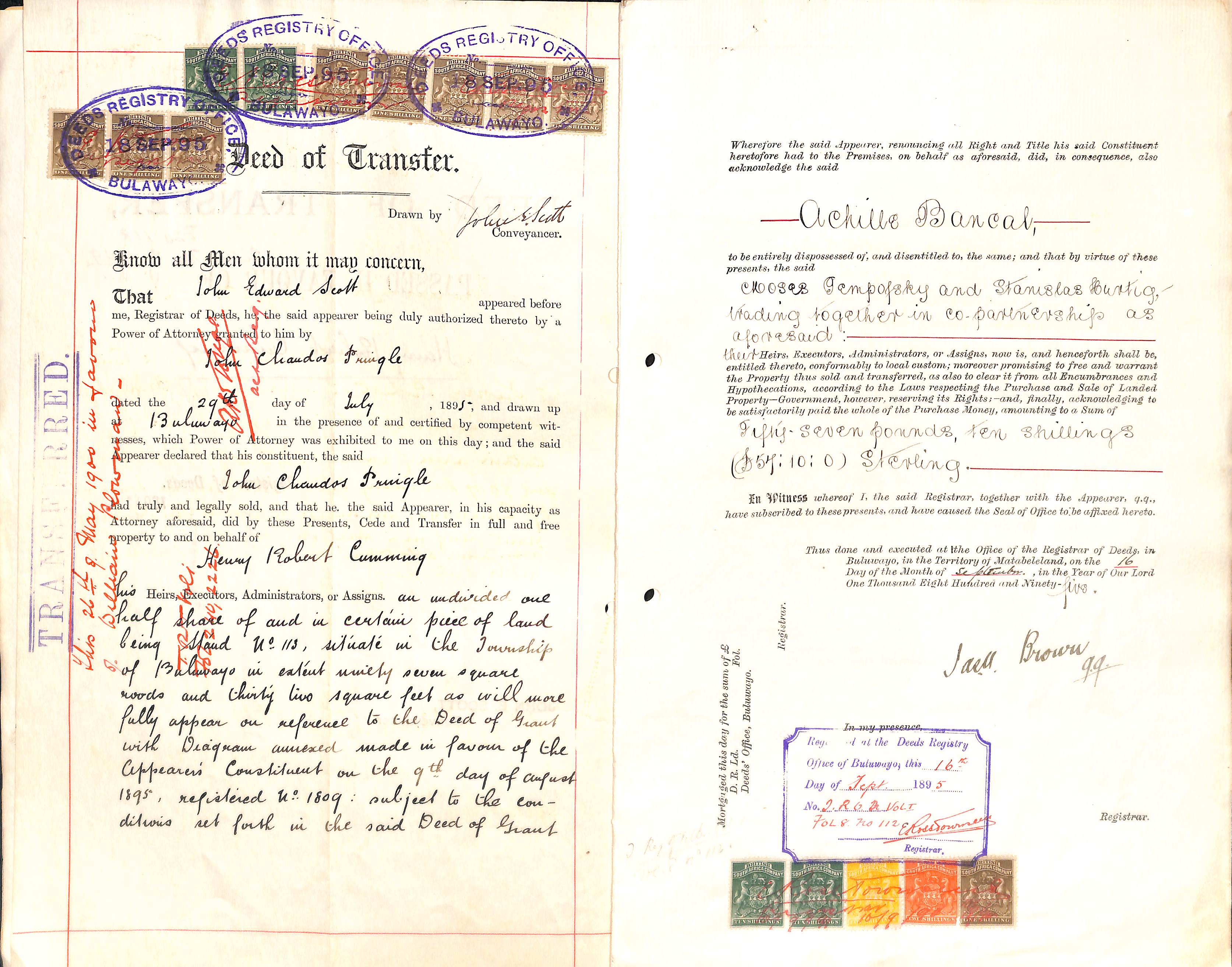 1895-1903 Legal documents comprising Deeds of Transfer (21), Mortgages (4) and prenuptial marriage - Image 6 of 15